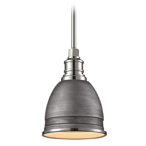Elk Lighting Farmhouse Mini-Pendant Light Zinc / Polished Nickel Carolton by Elk Lighting 66880/1