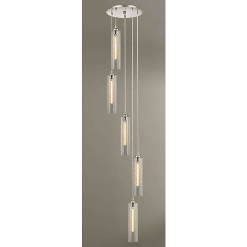 Design Classics Lighting Satin Nickel Multi-Light Pendant with Seeded Glass 5 Lt 580-09 GL1641C