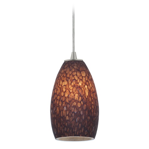 Access Lighting Modern Mini Pendant with Brown Glass by Access Lighting 28012-1C-BS/BRST