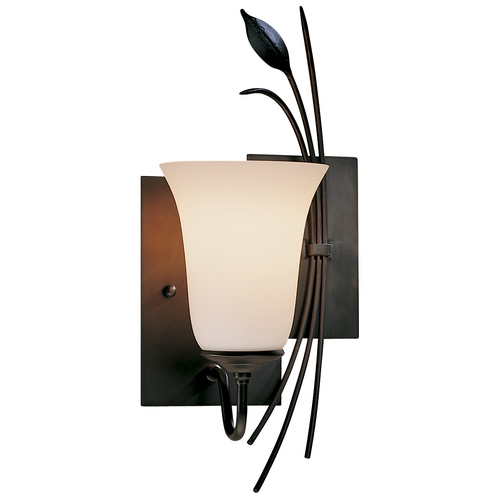 Hubbardton Forge Lighting Sconce Wall Light with White Glass in Dark Smoke Finish 205122-SKT-RGT-07-GG0035
