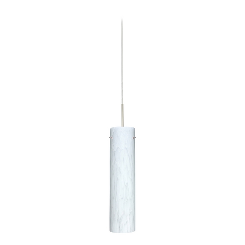 Besa Lighting Modern Pendant Light White Glass Satin Nickel by Besa Lighting 1JT-722419-SN