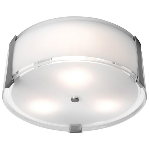 Access Lighting Modern Flush Mount with White Glass in Brushed Steel by Access Lighting 50120-BS/OPL