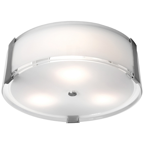 Access Lighting Modern Flush Mount with White Glass in Brushed Steel by Access Lighting 50121-BS/OPL