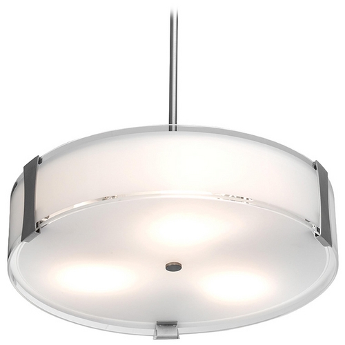 Access Lighting Modern Pendant with White Glass in Brushed Steel by Access Lighting 50123-BS/OPL
