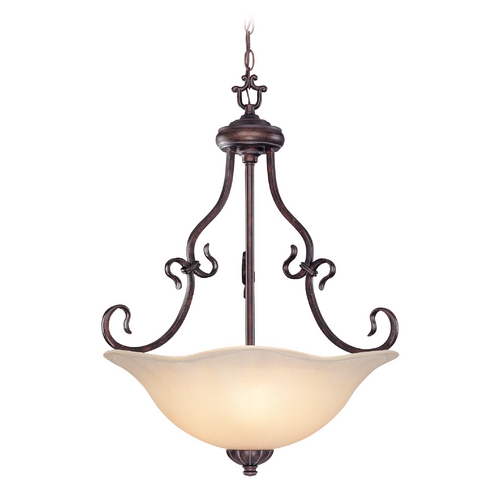 Lite Source Lighting Pendant with Amber Glass in Bronze Finish by Lite Source Lighting C7955
