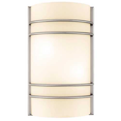 Access Lighting Modern Sconce Wall Light with White Glass in Brushed Steel by Access Lighting 20416-BS/OPL