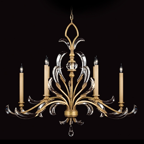 Fine Art Lamps Fine Art Lamps Beveled Arcs Gold Leaf Crystal Chandelier 760540ST