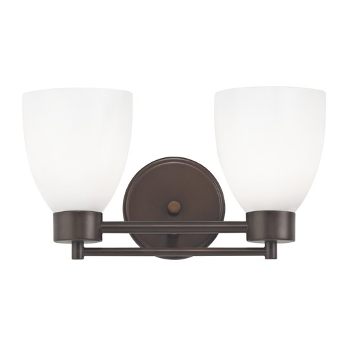 Design Classics Lighting Modern Bathroom Light with White Glass in Bronze Finish 702-220 GL1024MB