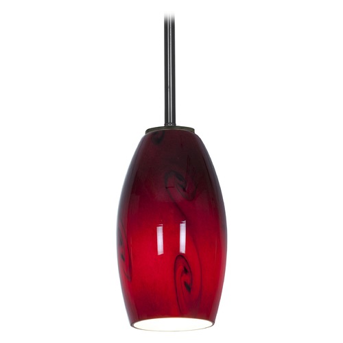 Access Lighting Modern Mini Pendant with Red Glass by Access Lighting 28011-1R-ORB/RUSKY
