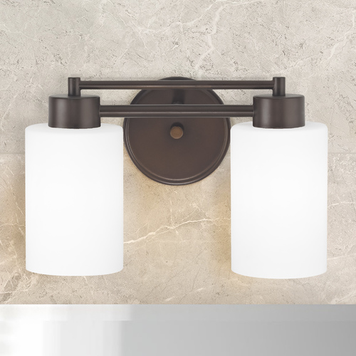 Design Classics Lighting Modern Bathroom Light with White Glass in Bronze Finish 702-220 GL1028C