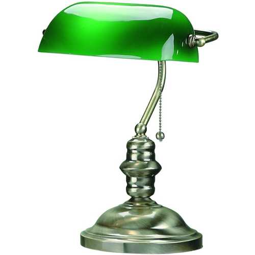 Lite Source Banker Desk Lamp, Antique Brass - LS-224AB
