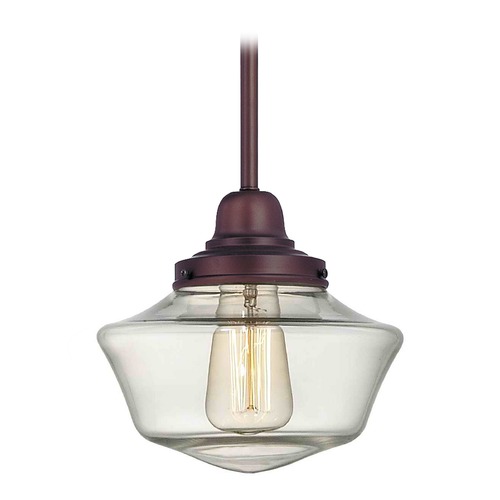Design Classics Lighting 8-Inch Clear Glass Schoolhouse Mini-Pendant Light in Bronze Finish FB4-220 / GA8-CL