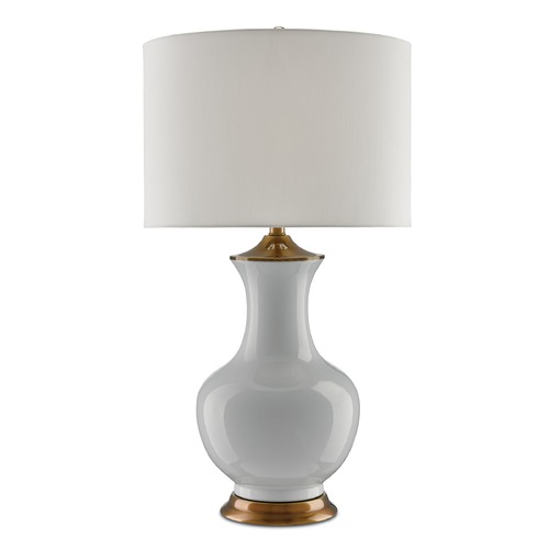 Currey and Company Lighting Currey and Company Lilou White/antique Brass Table Lamp with Drum Shade 6000-0020