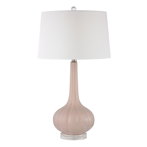 Elk Lighting Table Lamp with White Shades in Pastel Pink Finish D2459