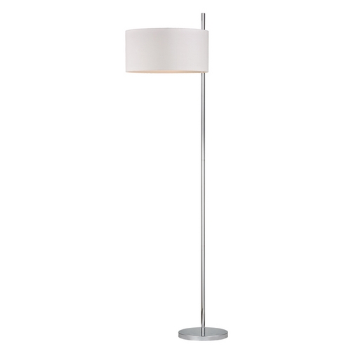 Elk Lighting Modern Floor Lamp with White Shades in Polished Nickel Finish D2473