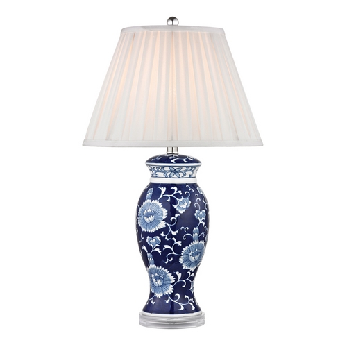 Elk Lighting LED Table Lamp with White Shades in Blue and White Hand Paint Finish D2474-LED