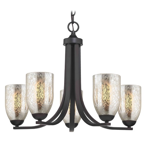 Design Classics Lighting Bronze Chandelier with Mercury Dome Glass and 5-Lights 584-220 GL1039D