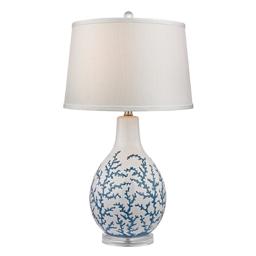 Elk Lighting Table Lamp with White Shade in Pale Blue with White Finish D2478
