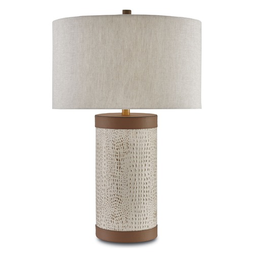 Currey and Company Lighting Currey and Company Baptiste Ivory/brown/brushed Brass Table Lamp with Drum Shade 6000-0038