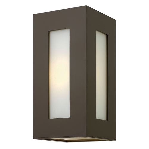 Hinkley Modern Outdoor Wall Light with White Glass in Bronze Finish 2190BZ
