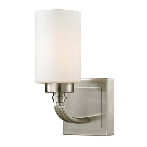Elk Lighting Modern Sconce Wall Light with White Glass in Brushed Nickel Finish 11660/1
