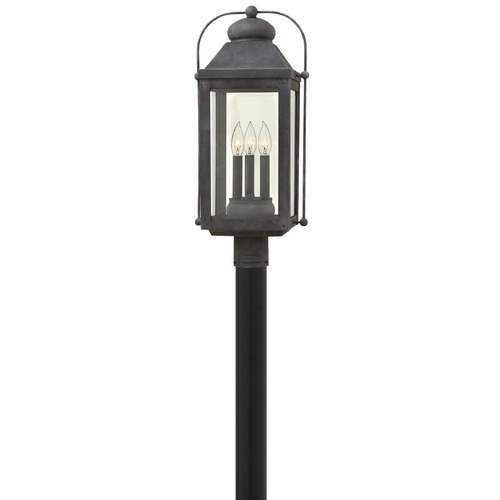 Hinkley Anchorage 3-Light Aged Zinc Post Light by Hinkley Lighting 1851DZ