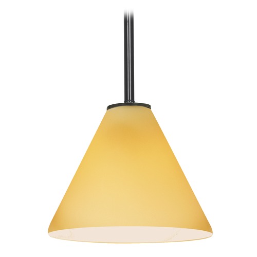 Access Lighting Modern Mini Pendant with Amber Glass by Access Lighting 28004-1R-ORB/AMB