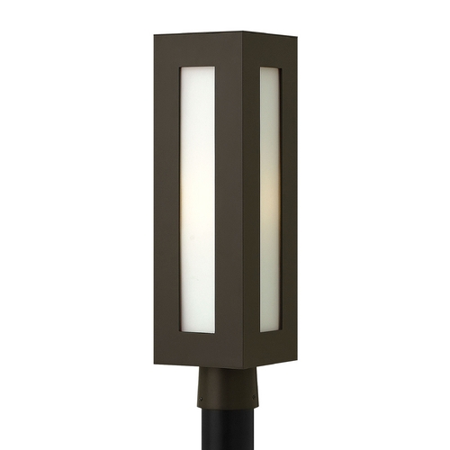 Hinkley Modern Post Light with White Glass in Bronze Finish 2191BZ