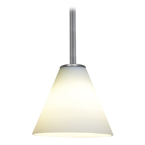 Access Lighting Modern Mini Pendant with White Glass by Access Lighting 28004-1R-BS/WHT