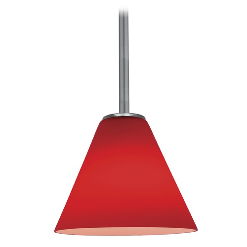 Access Lighting Modern Mini Pendant with Red Glass by Access Lighting 28004-1R-BS/RED