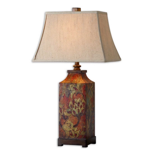 Uttermost Lighting Table Lamp with Beige / Cream Shade in Burnished Walnut Finish 27678