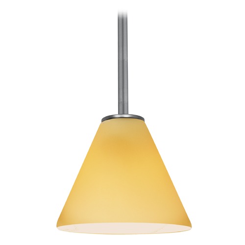 Access Lighting Modern Mini Pendant with Amber Glass by Access Lighting 28004-1R-BS/AMB