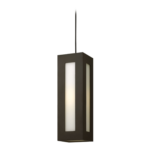 Hinkley Modern Outdoor Hanging Light with White Glass in Bronze Finish 2192BZ