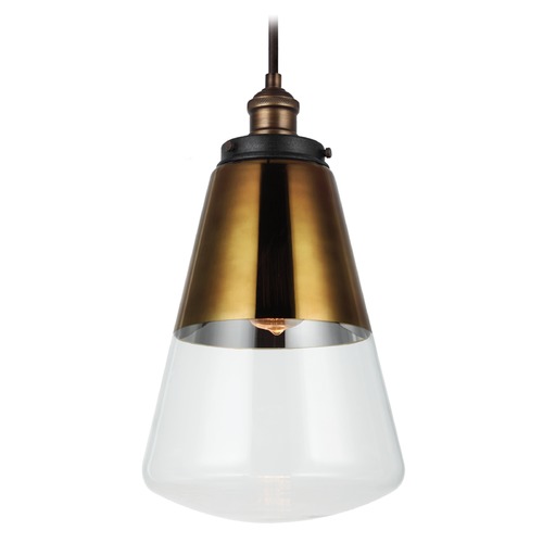 Visual Comfort Studio Collection Waveform Pendant in Aged Brass & Weathered Zinc by Visual Comfort Studio P1373PAGB/DWZ