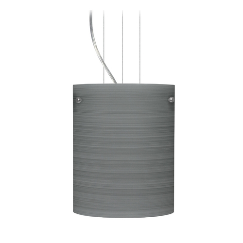 Besa Lighting Modern Pendant Light Grey Glass Satin Nickel by Besa Lighting 1KG-4006TN-SN