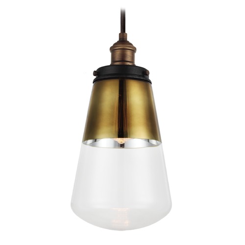 Visual Comfort Studio Collection Waveform Pendant in Aged Brass & Weathered Zinc by Visual Comfort Studio P1372PAGB/DWZ