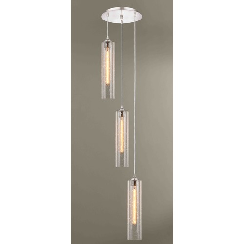Design Classics Lighting Satin Nickel Multi-Light Pendant with Seeded Glass 3 Lt 583-09 GL1641C