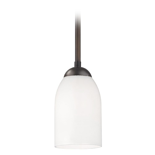 Design Classics Lighting Modern Mini-Pendant Light with Satin White Glass Shade in Bronze 581-220 GL1028D
