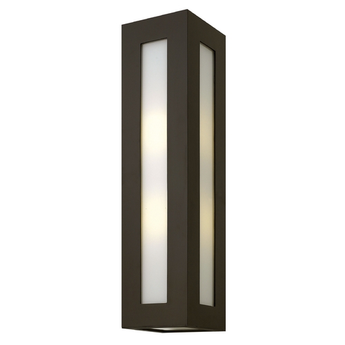 Hinkley Modern Outdoor Wall Light with White Glass in Bronze Finish 2195BZ