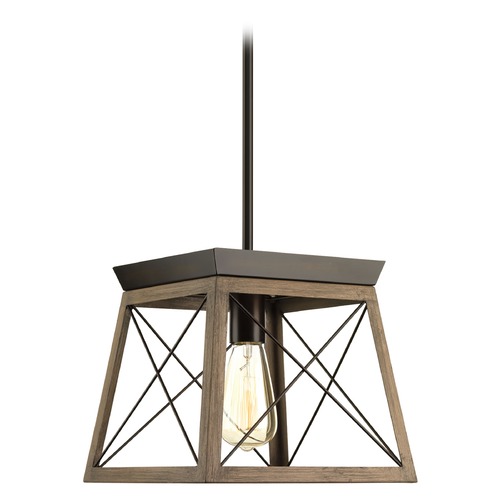 Progress Lighting Briarwood Antique Bronze with Faux-Painted Wood Pendant by Progress Lighting P500041-020