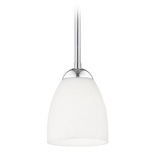 Design Classics Lighting Chrome Mini-Pendant Light with Satin White Bell Glass Shade 581-26 GL1028MB