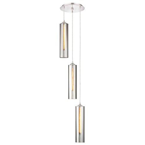 Design Classics Lighting Satin Nickel Multi-Light Pendant with Cylindrical Shade 583-09 GL1652C