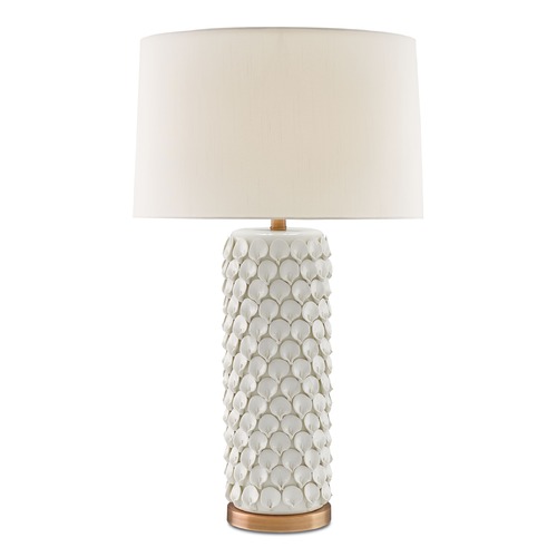 Currey and Company Lighting Currey and Company Calla Lily Cream/antique Brass Table Lamp with Drum Shade 6000-0067