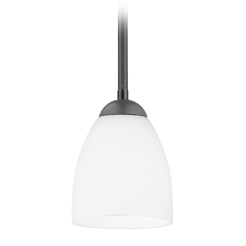 Design Classics Lighting Modern Mini-Pendant Light with Satin White Bell Glass Shade 581-07  GL1028MB