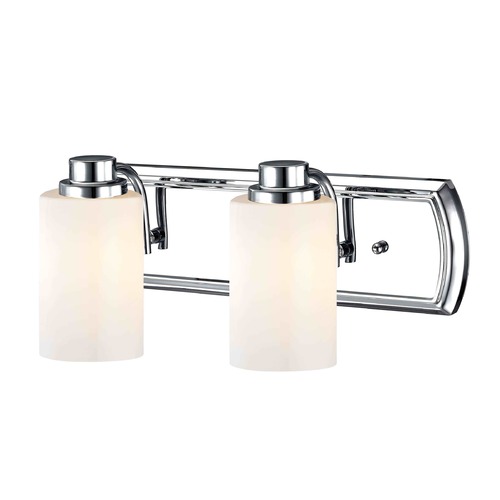 Design Classics Lighting 2-Light Bathroom Light in Chrome and Shiny Opal Glass 1202-26 GL1024C