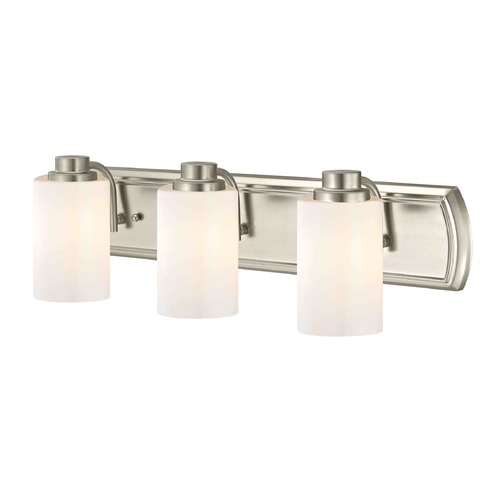 Design Classics Lighting 3-Light Bathroom Light in Satin Nickel and Shiny Opal Glass 1203-09 GL1024C