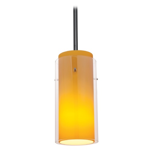 Access Lighting Modern Mini Pendant with Amber Glass by Access Lighting 28033-1R-ORB/CLAM