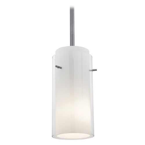 Access Lighting Modern Mini Pendant with White Glass by Access Lighting 28033-1R-BS/CLOP