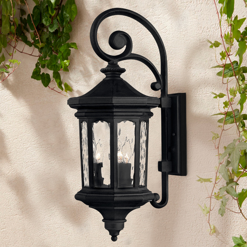 Hinkley Outdoor Wall Light with Clear Glass in Museum Black Finish 1604MB