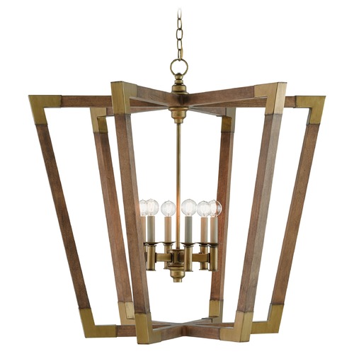 Currey and Company Lighting Bastian Large Lantern in Chestnut/Brass by Currey & Company 9000-0008